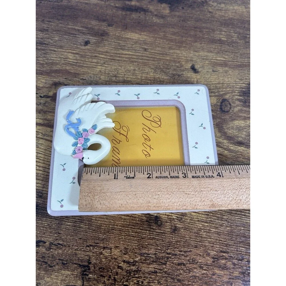 Vintage Swan Photo Picture Frame Pink Roses Cottagecore Shabby Chic 5x4 Decor